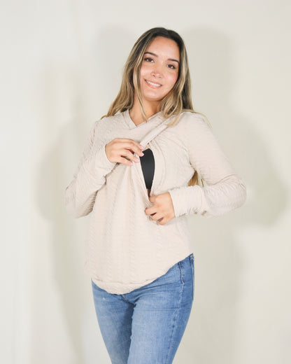 Blusa de lactancia Daniela, beige textura