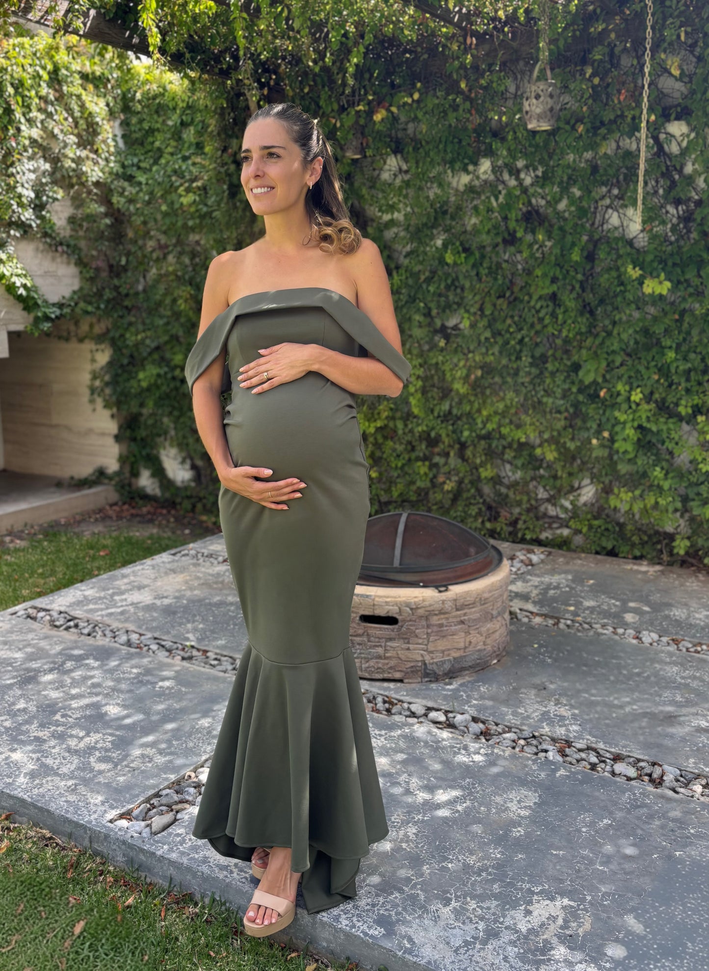 Vestido de maternidad Renata, verde olivo Ponti Roma