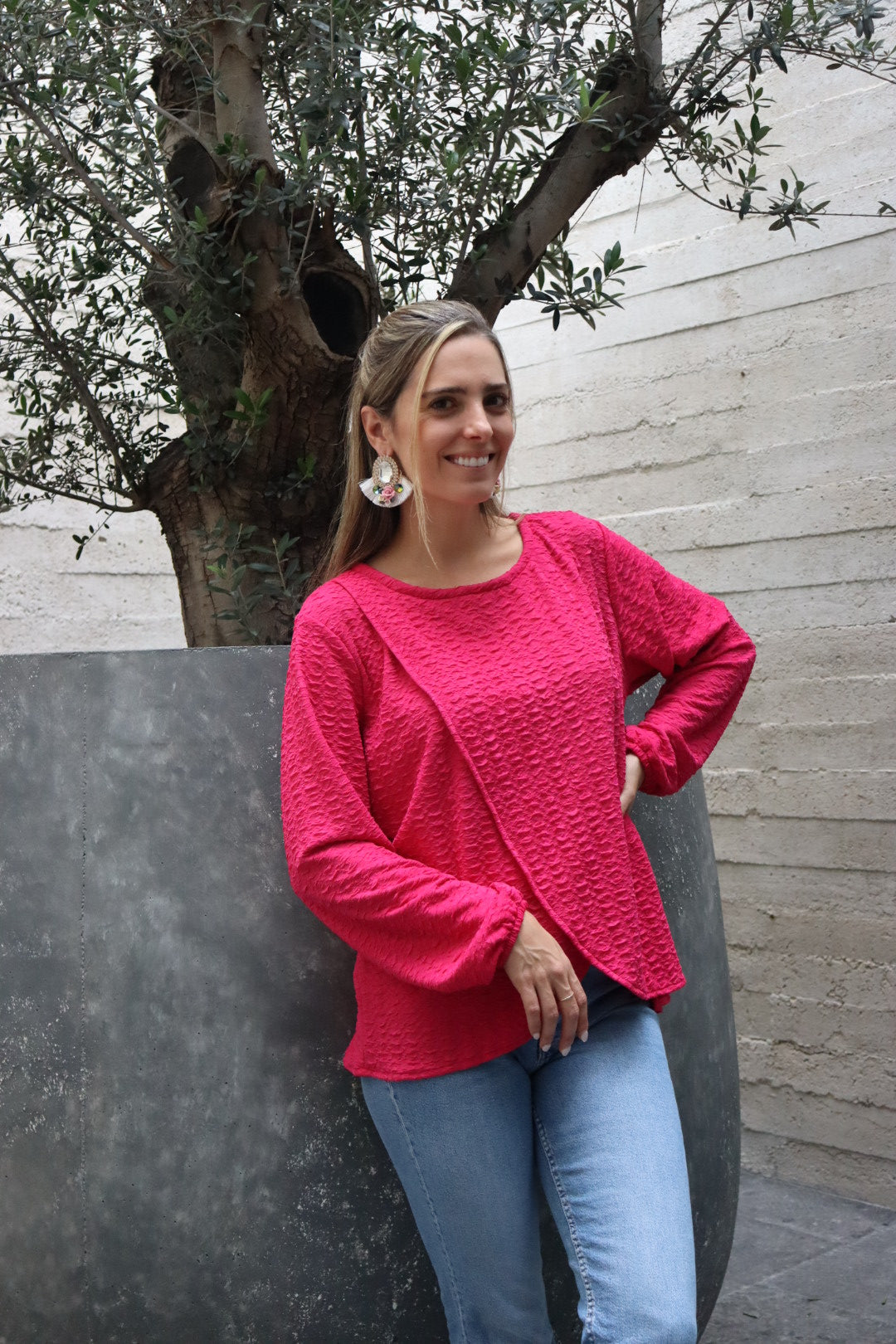 Blusa de lactancia, Diana rosa barbie textura