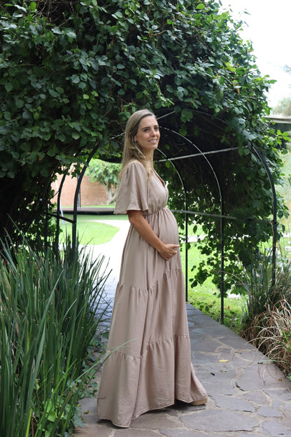 Vestido de maternidad Sofia Dalia beige
