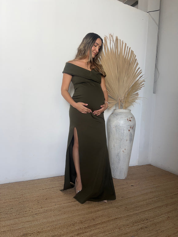 Vestido de maternidad Valentina, verde olivo Ponti roma