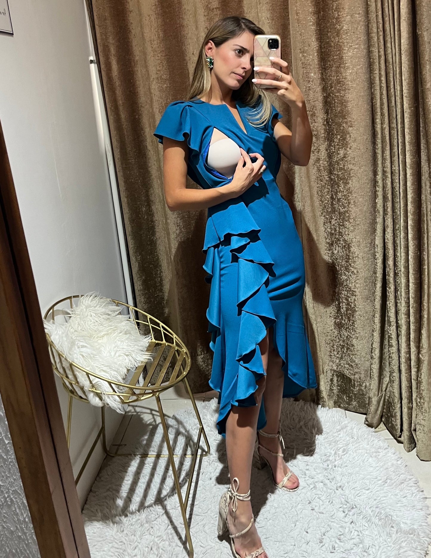 Vestido de lactancia, azul petróleo Jessica