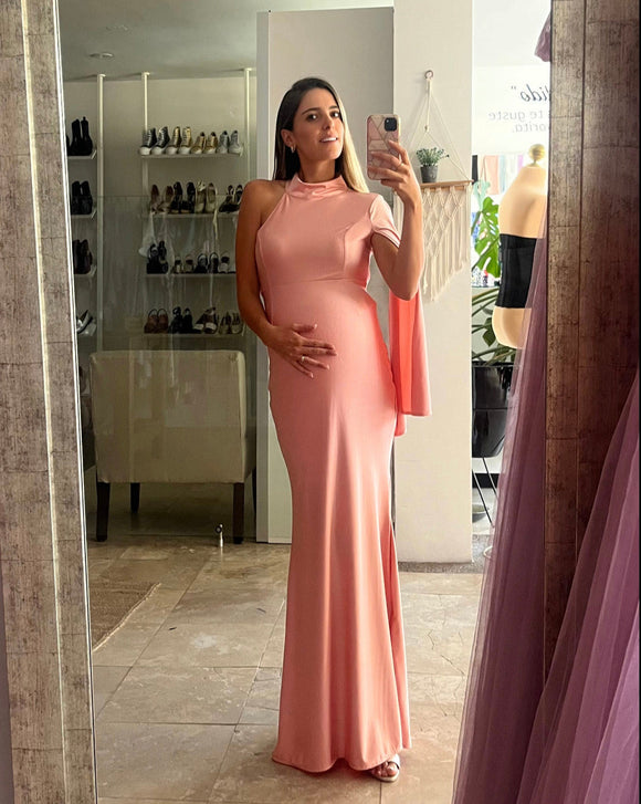 Vestido de maternidad Carola, rosa brilloso CH y XG