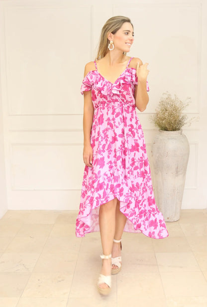 Vestido de maternidad y lactancia, Carlota rosa flores rosas CH