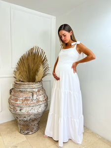 Vestido de maternidad Dalia con tirantes blanco