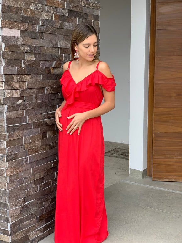 Vestido de maternidad, Dayana rojo CH a XG