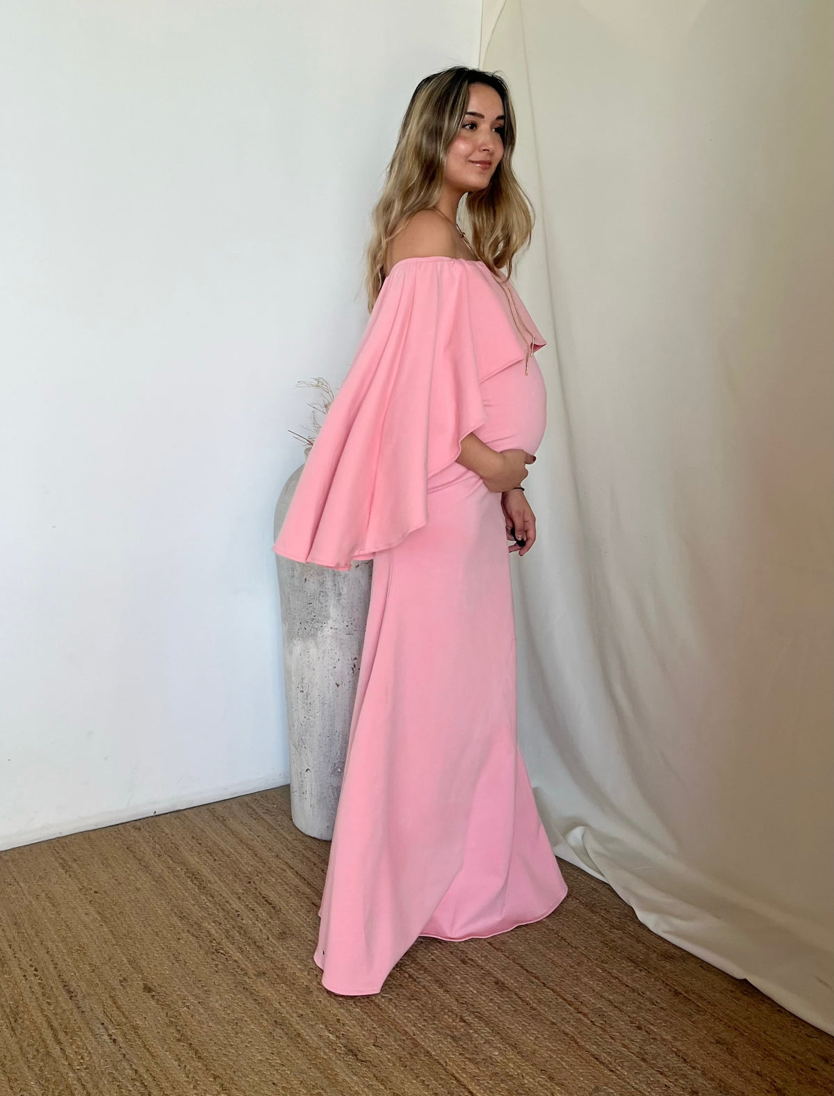 Vestido de maternidad Amparo, rosa claro licra