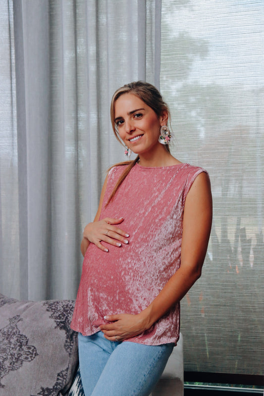 Blusa maternidad, Mayte rosa claro terciopelo
