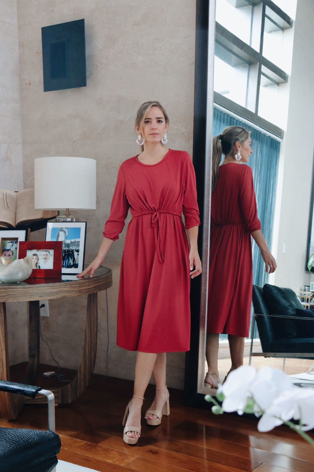 Vestido maternidad y lactancia, Hanna rosa néctar rayitas