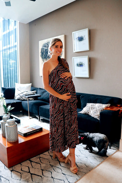 Vestido de maternidad Ilya negro con chedron corrugado