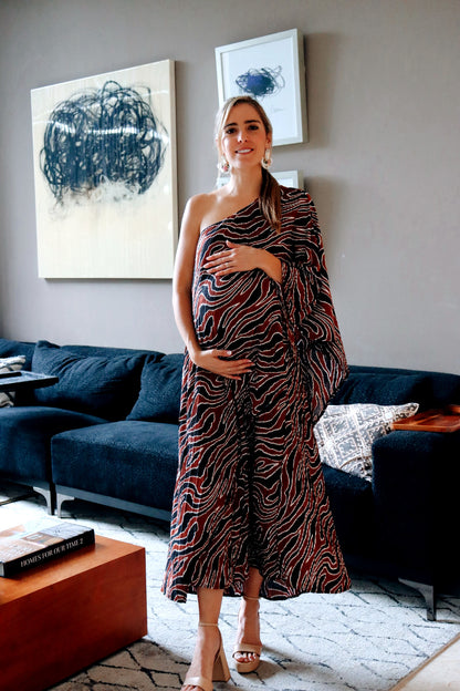 Vestido de maternidad Ilya negro con chedron corrugado
