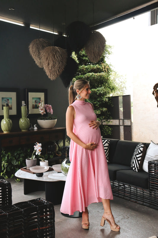 Vestido de maternidad Sonia, rosa claro textura CH y G