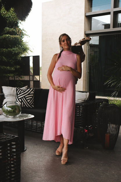 Vestido de maternidad Sonia, rosa claro textura