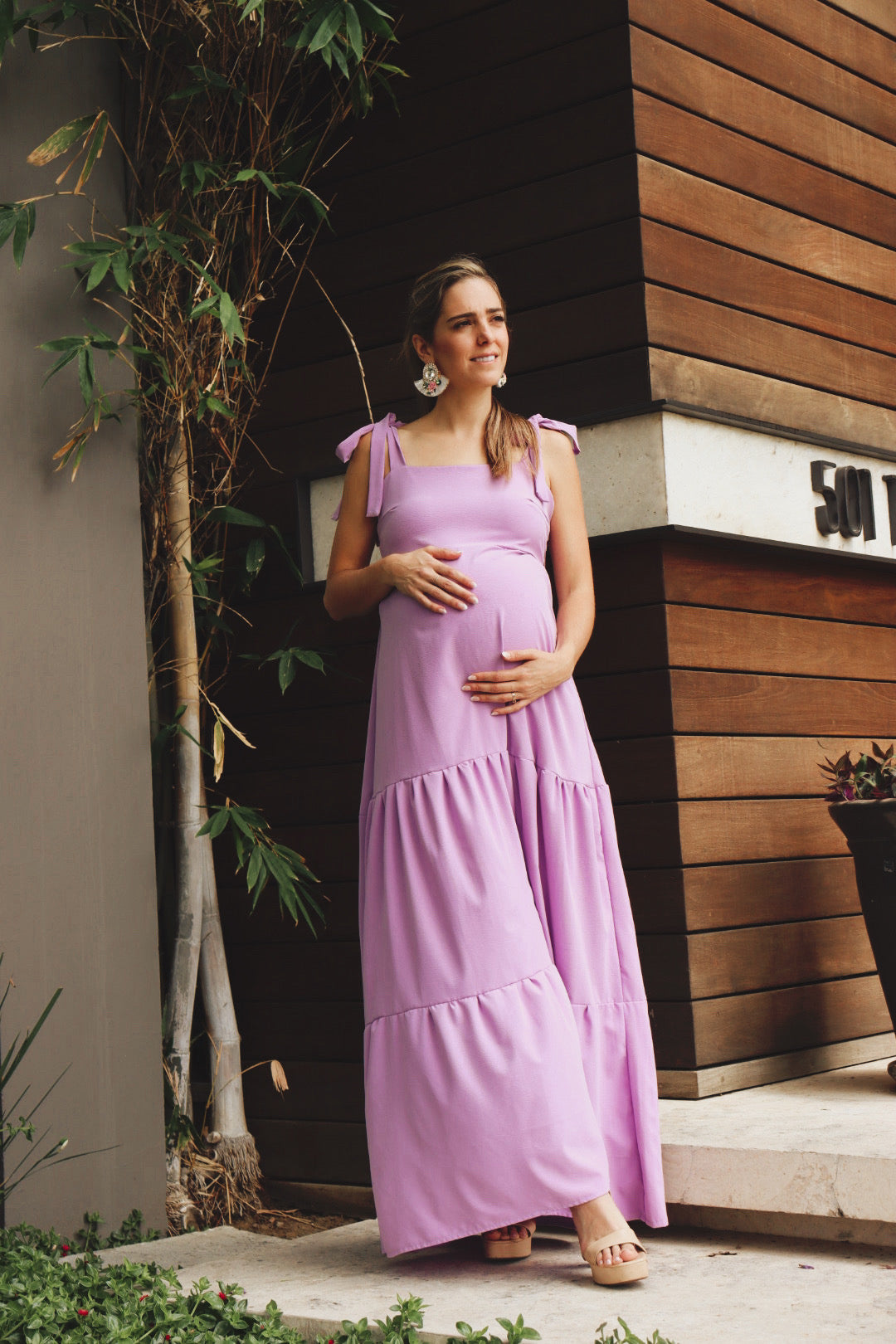 Maternity dress Dahlia black white flowers