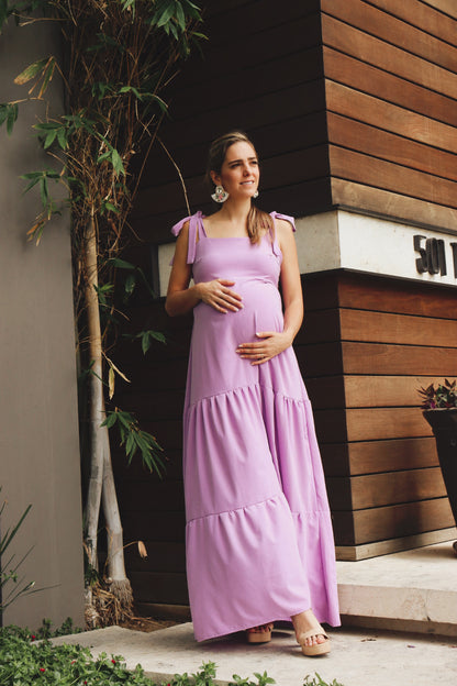 Maternity dress Dahlia black white flowers
