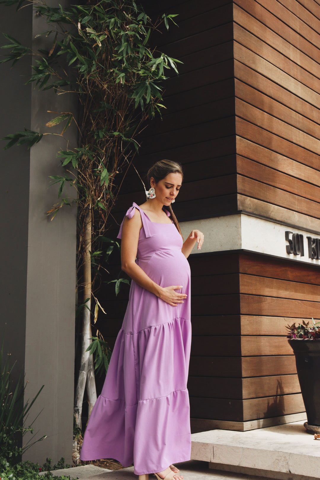 Maternity dress Dahlia black white flowers