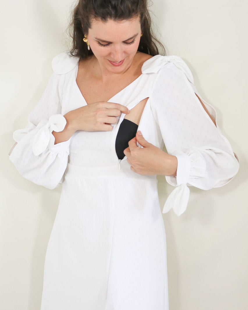 Vestido Nallely de lactancia blanco