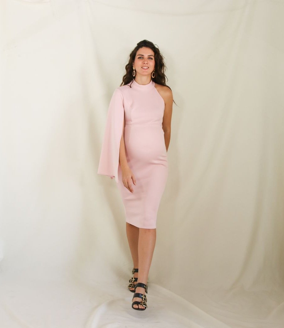 Vestido de maternidad Carola, rosa claro corto neopreno CH