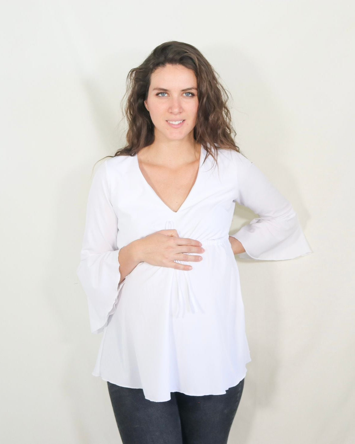 Blusa de maternidad, loretta blanca