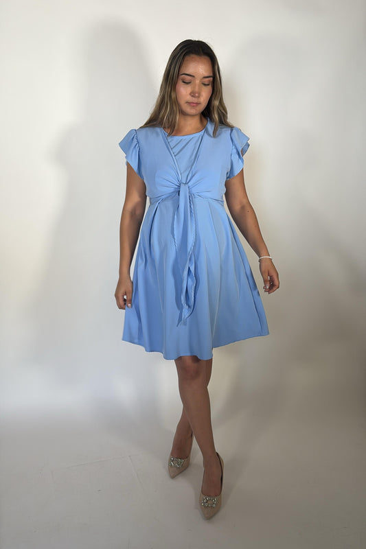 Vestido de maternidad y lactancia Romina mangas andy azul madrid