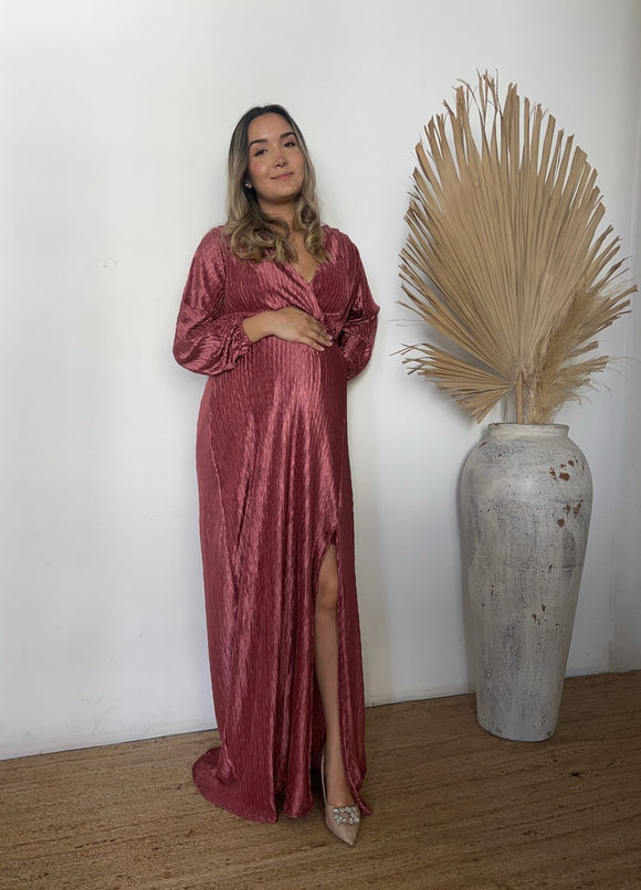 Vestido de lactancia, Zara/Love largo rosa corrugado