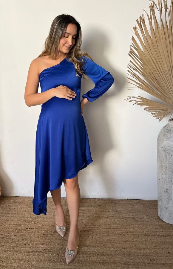 Vestido maternidad Samantha, azul rey brilloso