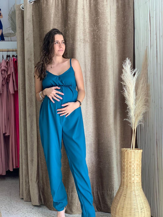 Jumpsuit de maternidad, azul verdozo