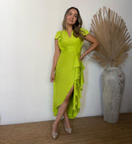 Vestido de maternidad y lactancia, Jessica verde limón brilloso