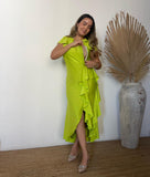 Vestido de maternidad y lactancia, Jessica verde limón brilloso