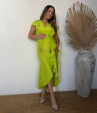 Vestido de maternidad y lactancia, Jessica verde limón brilloso