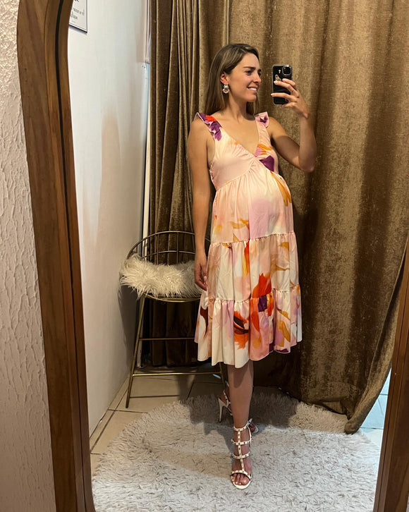 Vestido de maternidad Wendy, flores moradas CH