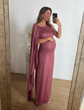 Vestido de maternidad Aida, rosa fuerte brilloso licra