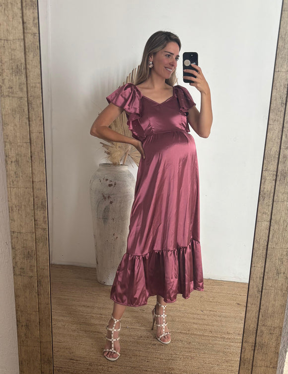 Vestido de Maternidad, Cristina rosa quemado satin