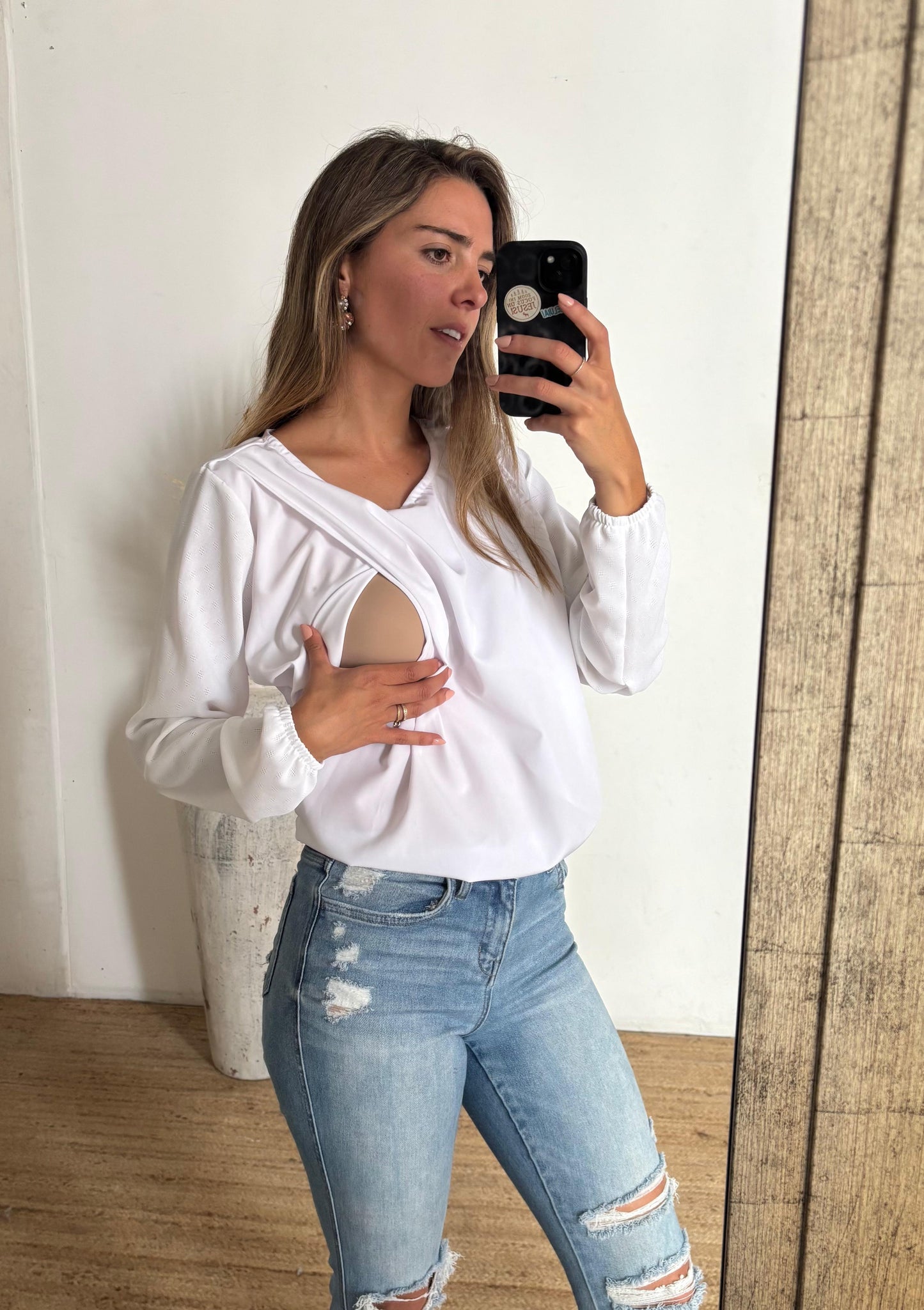Nursing blouse Daniela white lace