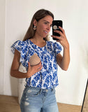 Blusa de lactancia, Andy blanca flores azules