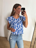 Blusa de lactancia, Andy blanca flores azules