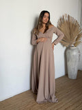 Vestido de maternidad sesión Alberta beige