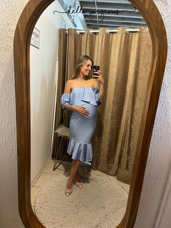Vestido de maternidad, Loredana azul cielo brilloso