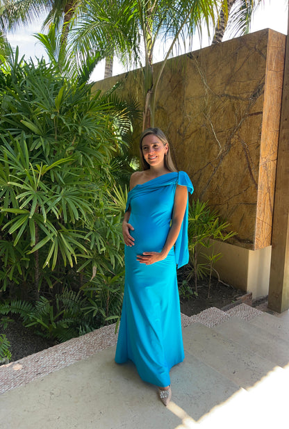 Vestido de maternidad Roberta, azul brilloso