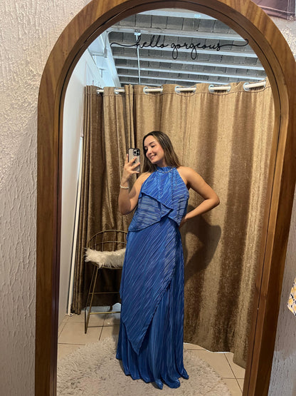 Vestido Ariel de maternidad y lactancia azul rayas