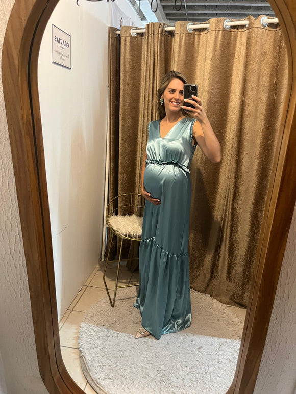 Vestido maternidad, Julieta aqua brilloso CH