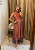 Vestido de maternidad Sonia, rosa quemado corrugado