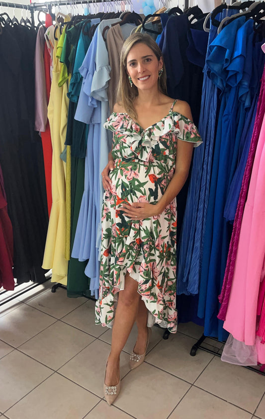 Vestido de maternidad,  Carlota blanca floreado