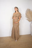Vestido de maternidad Regina camel brillos