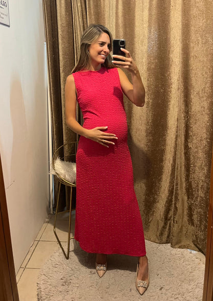 Vestido de maternidad Leslie, rosa barbie textura M