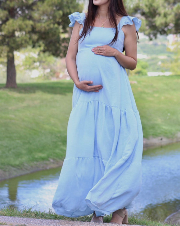 Maternity dress Dahlia black white flowers