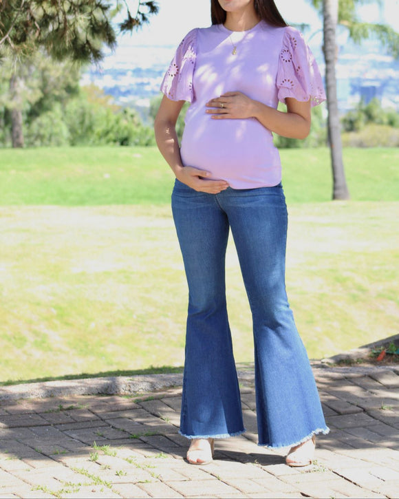 Blusa maternidad lila encaje CH