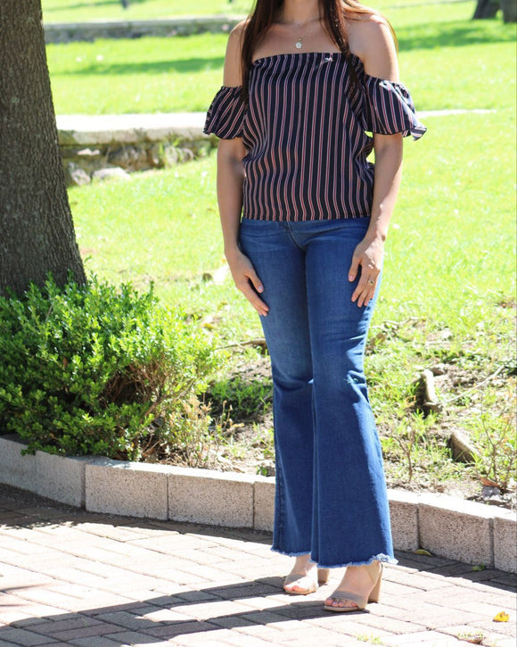 Blusa de Lactancia, Aniela Rayas azul marino y vino CH