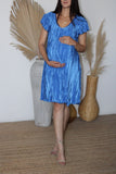 Vestido de maternidad y lactancia Bertha, azul rayas