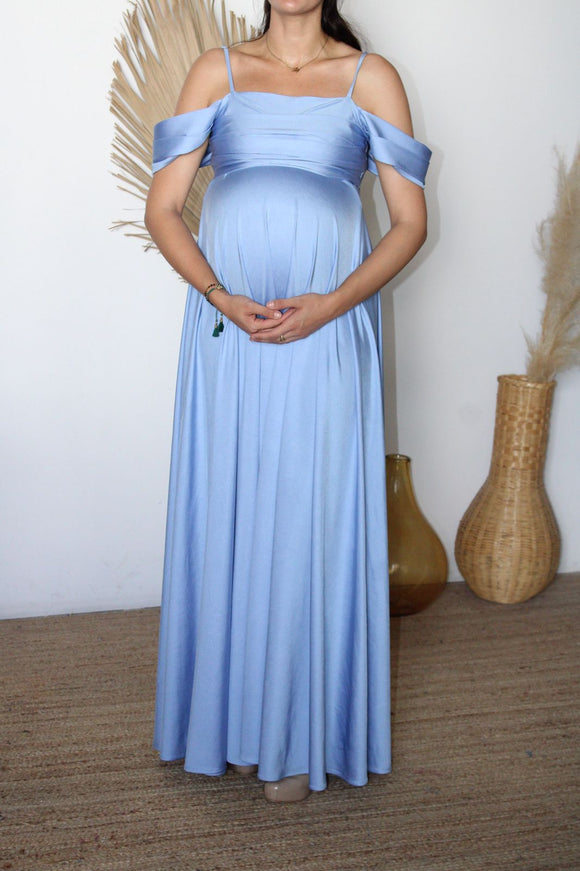 Vestido de maternidad, Bianca azul cielo brilloso